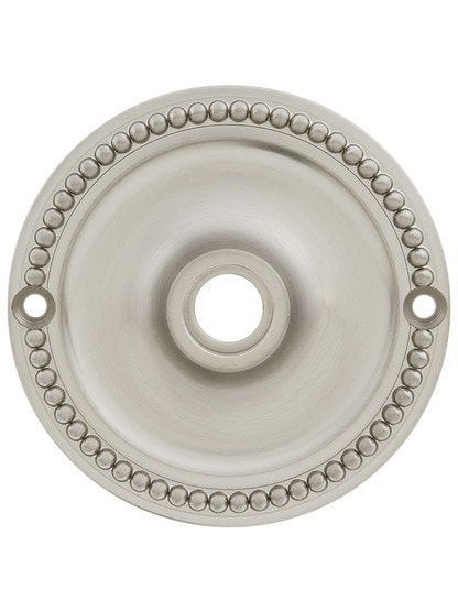 3 1/4 inch Beaded Brass Rosette For Pre-drilled Doors in Satin Nickel.